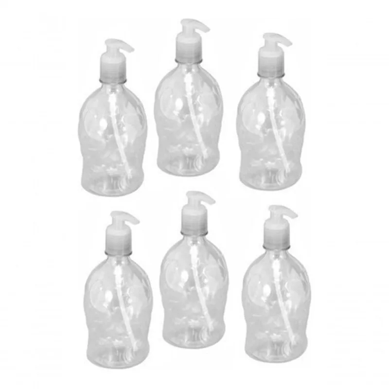 Kit 6 Dispensadores para Álcool Gel Pump 500ML em Plástico PET Cristal com Válvula Travável Premium - OUTRAS - Comércio E Indústria