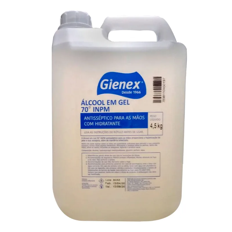 Álcool em Gel 4,5Kg Gienex AGEL3_ AGEL3_