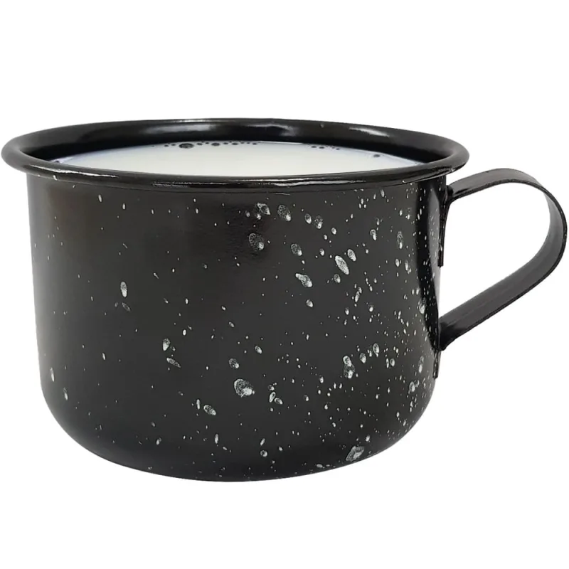 Caneca Esmaltada Grande Leiteira 600ml Caneca Rustico Preta - Não Disponível - Utilidades Domesticas