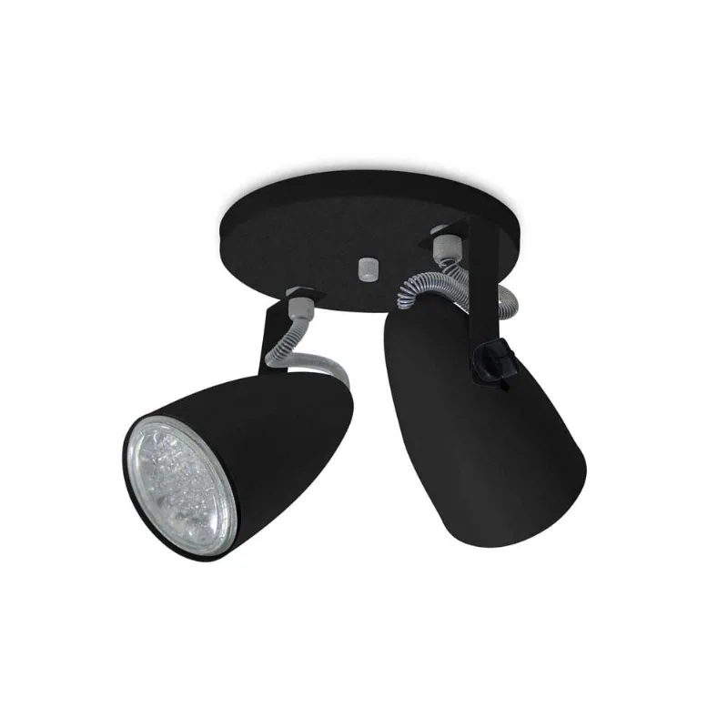 Spot de sobrepor Globo para 2 lâmpadas base redonda preto Spot Line