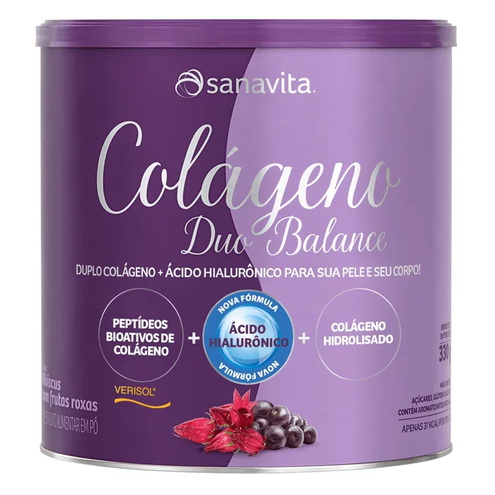 Colágeno em Pó Sanavita Duo Balance Hibiscus com Frutas Roxas 330g - Sanavita - Colágeno