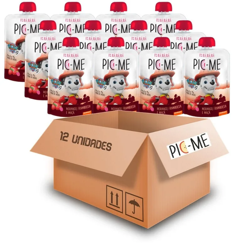 Kit 12 Morango, Framboesa E Maçã Pic-Me Patrulha Canina 90G