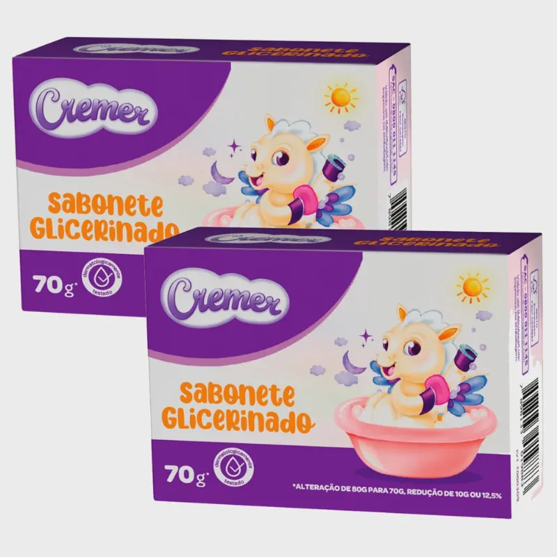 Kit 2 Sabonete em Barra Cremer Glicerinado 80g