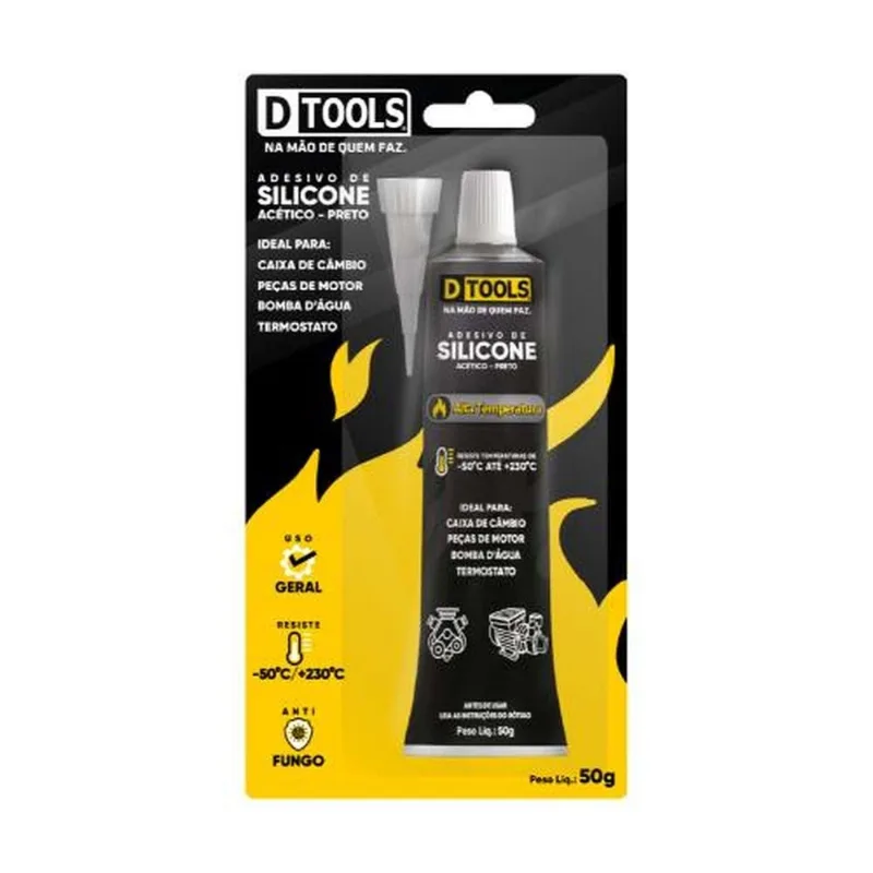 Silicone Alta Temperatura Preto 50g - Reparo E Vedação De Peças Automotivas