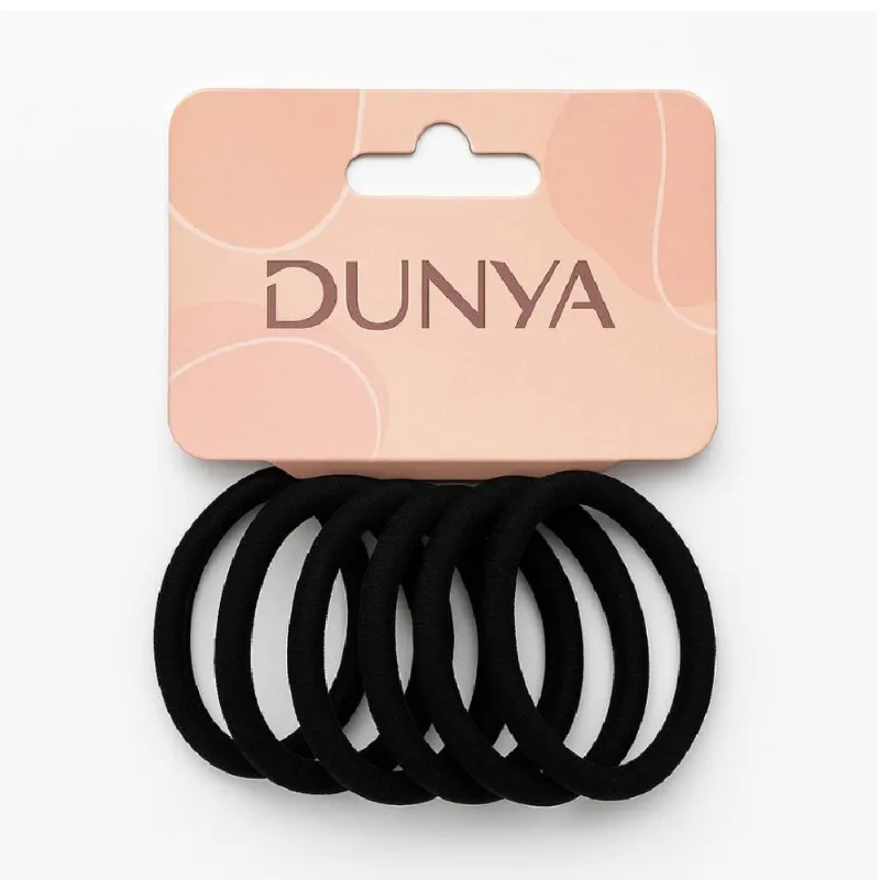 Elástico para Cabelo Dunya Tecido Preto 6 unidades