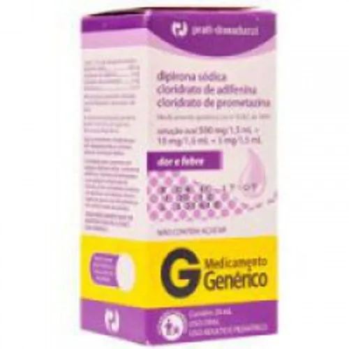 DIPIRONA SODICA + CLOR ADIFENINA + CLOR PROMETAZI 10 MG/ML + 5 MG/ML + 500 MG/ML GOTAS PRATI-DONADUZZI GENÉRICO - Produtos Farmacêuticos