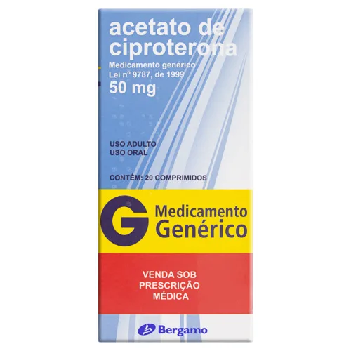 ACETATO DE CIPROTERONA 50MG BERGAMO CAIXA 20 COMPRIMIDOS - Bergamo - Medicamentos