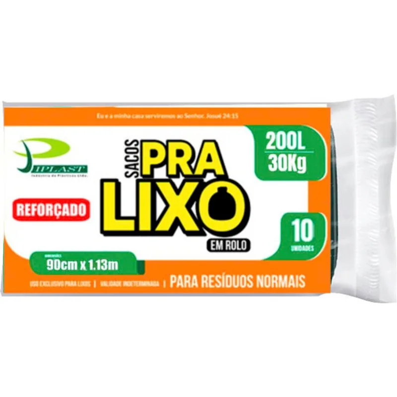 Saco de Lixo Jiplast Reforçado 200L 10 un