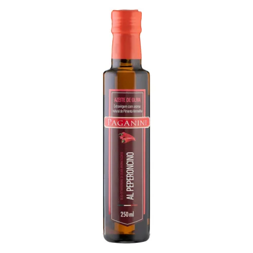 AZEITE DE OLIVA EXTRA VIRGEM ITALIANO PIMENTA VERMELHA PAGANINI VIDRO 250ML - PAGANINI