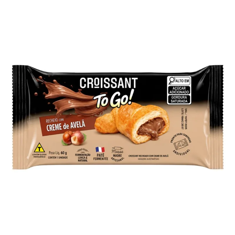 Pão Croissant Recheado Creme de Avelã To Go 60g - TO GO