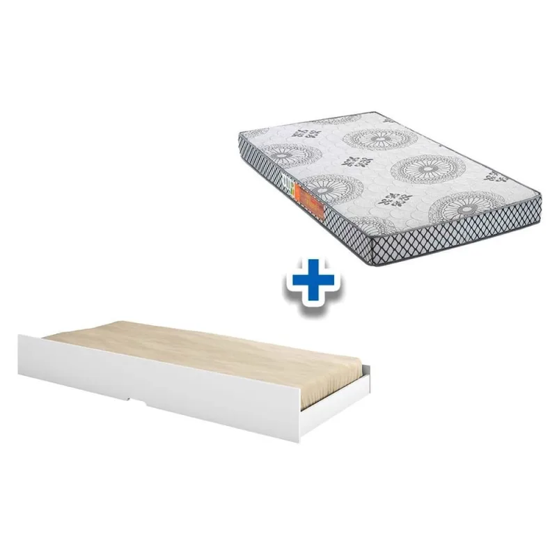 Colchão Solteiro Pérola Polar (1un) + Cama Auxiliar Premium ii Branco - Não Disponível - Móveis