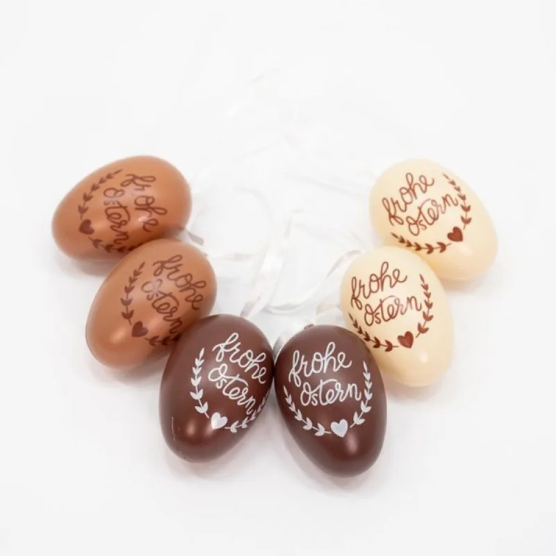 Kit 12 Ovos de Páscoa Pendente Marrom Enfeitado Decoração