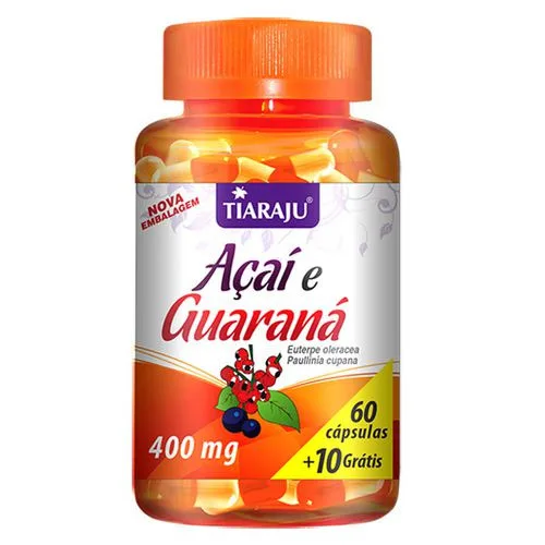 Açaí E Guaraná 400mg 60caps 10 Grátis Tiaraju - TIARAJU - Suplementos