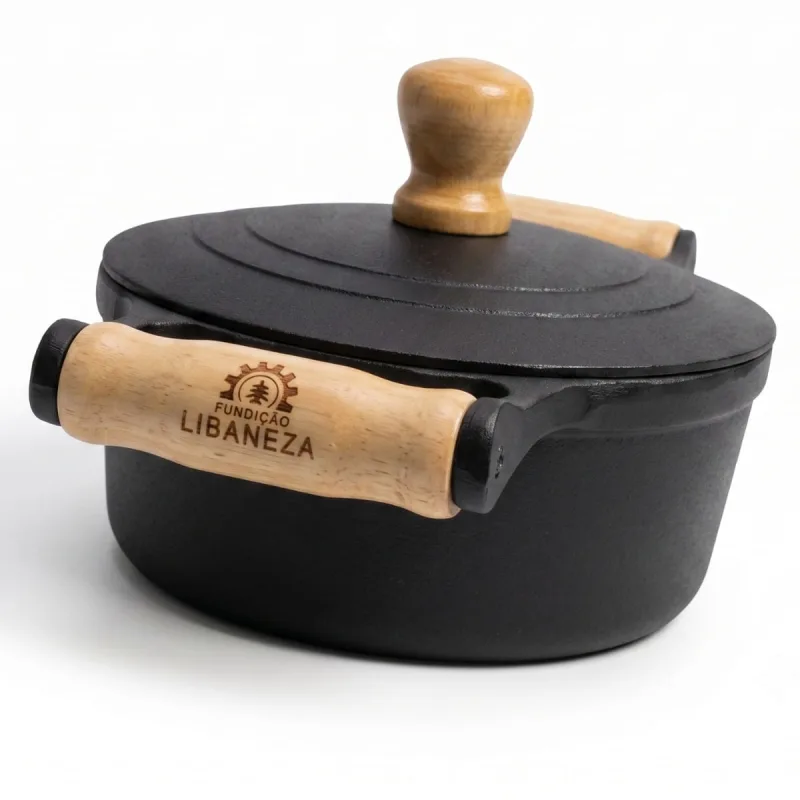 CAÇAROLA PANELA DE FERRO N16 ALÇA MADEIRA 1,2LT TAMPA FERRO - LIBANEZA