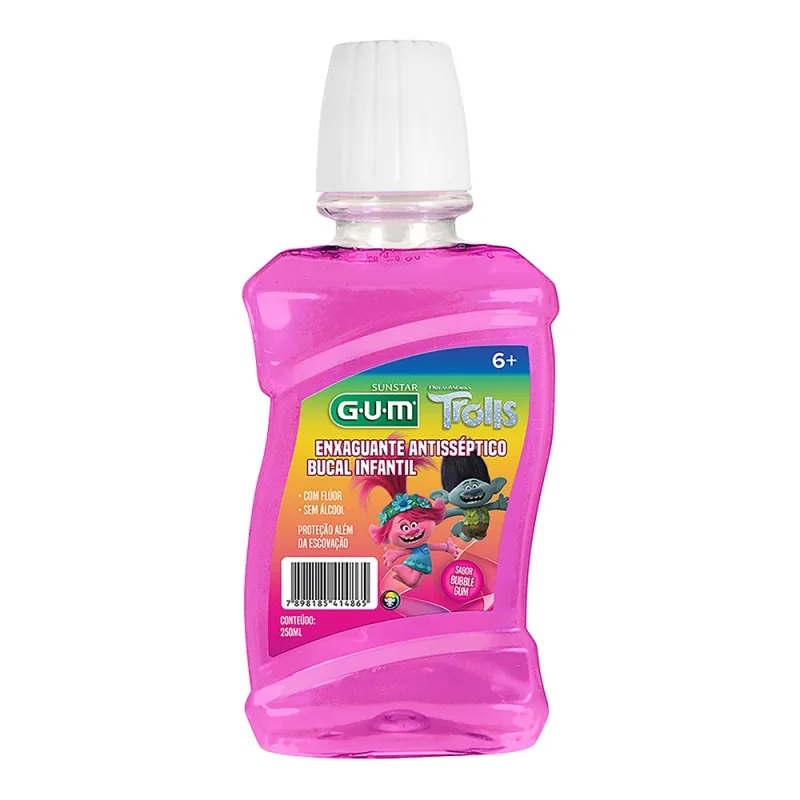 Enxaguante Bucal Infantil Gum Antisséptico Zero Álcool Sabor Bubble Gum 250ml - Gum - Enxaguante Bucal