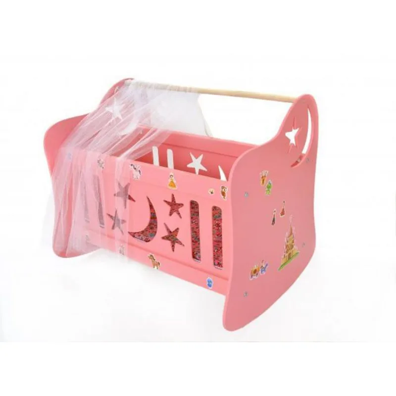 Brinquedo Berço Para Bonecas Grande Rosa Com Enxoval Alf