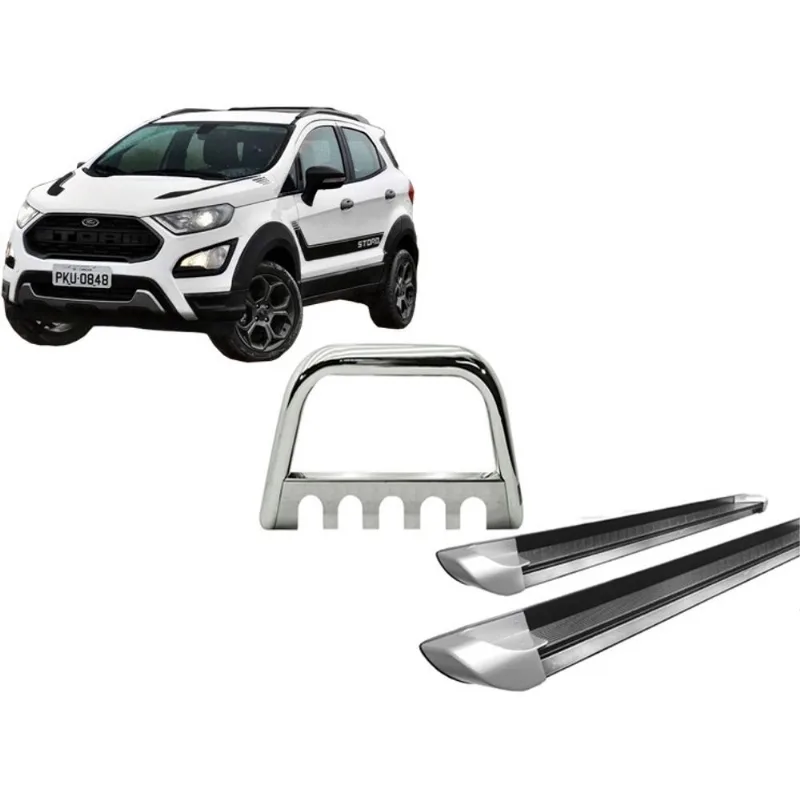 Kit quebra mato Cromo + estribo Personalizado EcoSport 13/2020