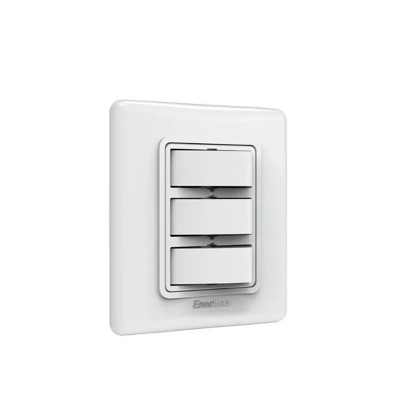 Conjunto 3 Interruptores Simples 308-ES Design Discreto Superfície Polida Branco Enerbras