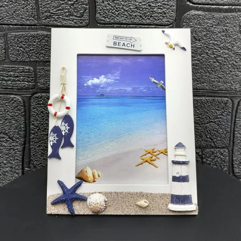 Porta Retrato Decorativo Náutico Marítimo Em Madeira De 5x7 Farol - Genérico - Casa E Construção