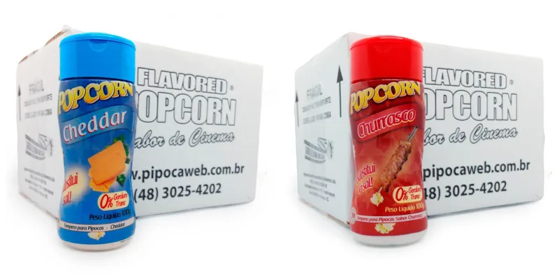 Temperos Para Pipoca Cx 24 Un - Cheddar E Churrasco - Não Informado - Mercearia
