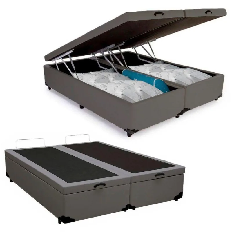 Cama Box Baú King Bipartido Sintético Sereneprime Fabricado na cor Cinza 192x203x44. - OUTRAS - Colchões