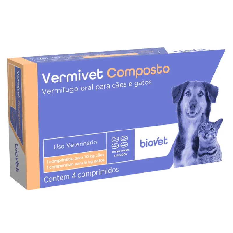 Vermífugo Vermivet Composto 600 mg Biovet - Vermivet - Cachorro