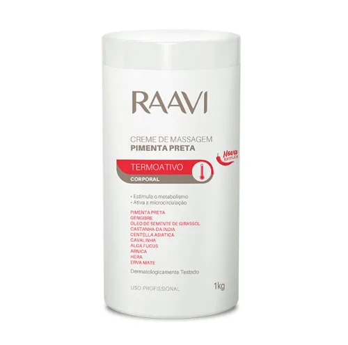 Creme De Massagem Termoativo Corporal Pimenta 1000g Raavi - RAAVI - Perfumaria