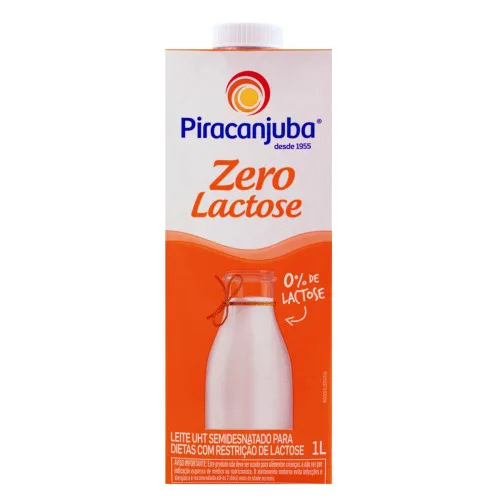 Leite Uht Semidesnatado Zero Lactose Piracanjuba Caixa Com Tampa 1l - PIRACANJUBA