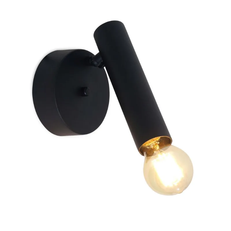 Arandela 1 Lâmpada Tubing Perfil 60W Alumínio Auremar 139002 Preto Bivolt