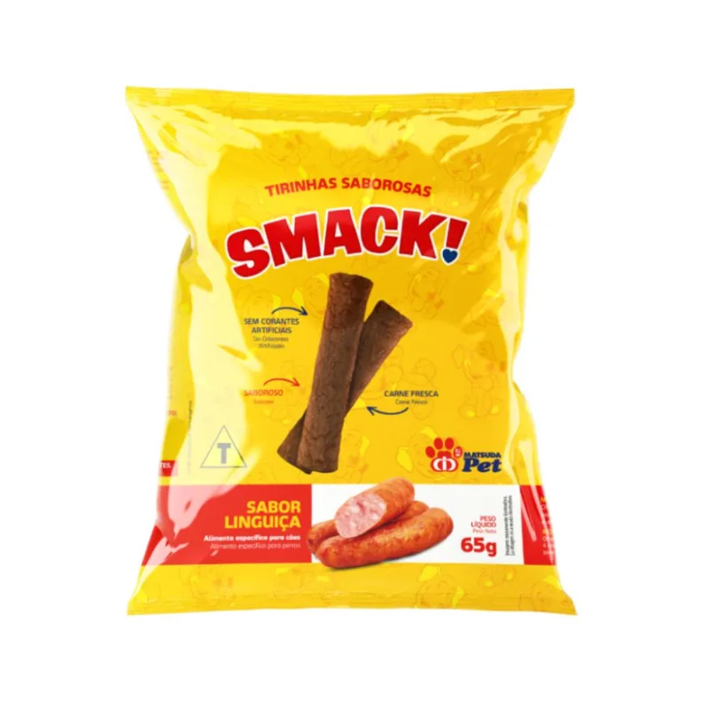 Petisco pata Cães SmacK Tirinhas Linguiça 65g