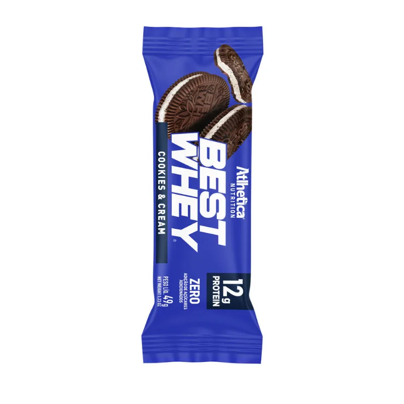 Barra de Proteína Atlhetica Nutrition Best Whey Sabor Cookies & Cream 49g
