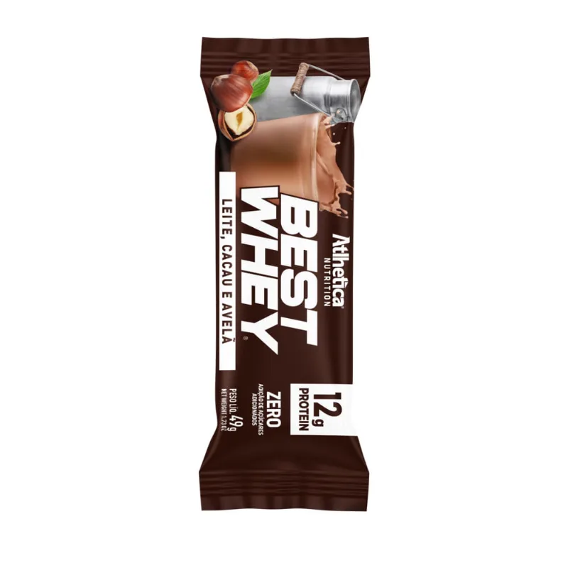 Barra de Proteína Atlhetica Nutrition Best Whey Sabor Leite, Cacau e Avelã 49g