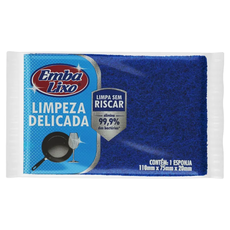Esponja Para Limpeza Delicada Embalixo Azul - EMBALIXO