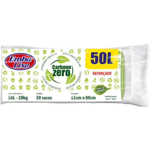 SACO DE LIXO EMBALIXO CARBONO ZERO 50L - EMBALIXO