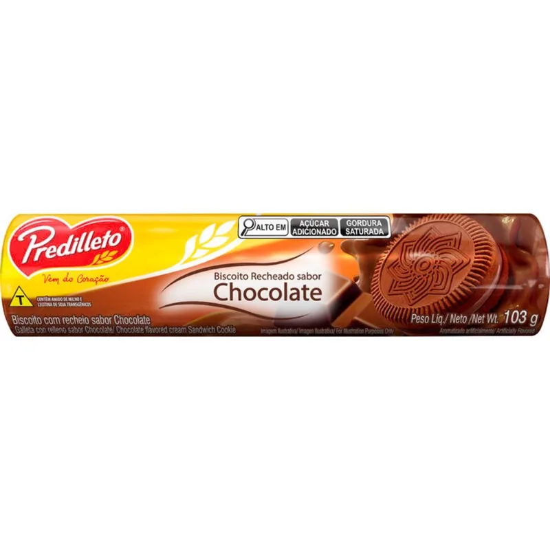Biscoito Recheado Predilleto Chocolate 103g