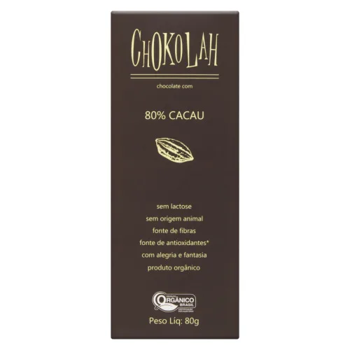Chocolate Organico 80 Cacau 80g Chocolah - CHOKOLAH