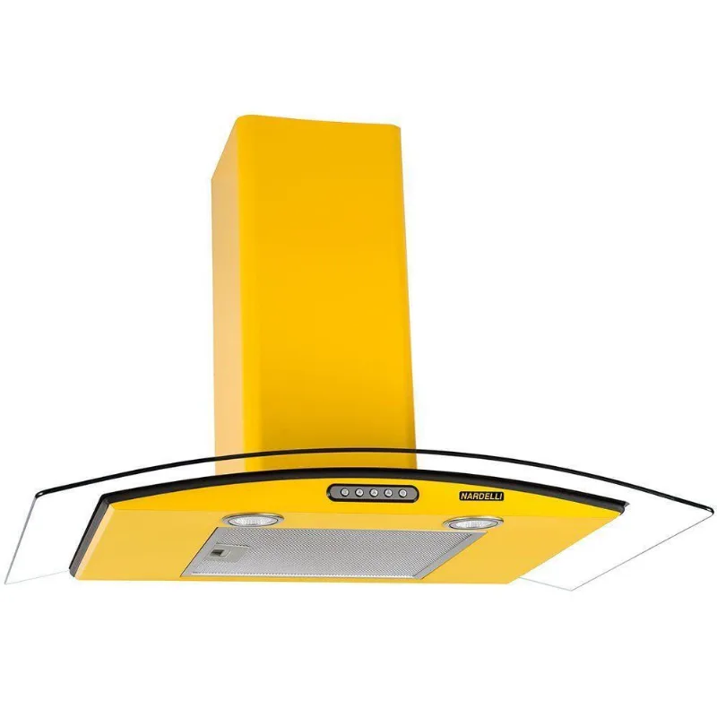 Coifa De Parede 80cm Vidro Curvo Slim Nardelli Yellow 110V