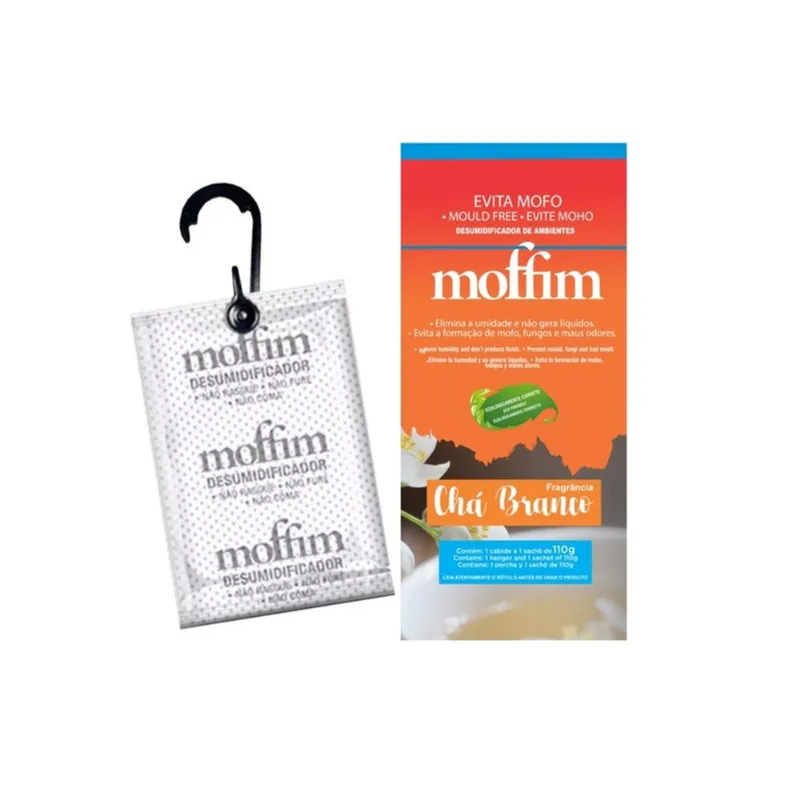 Moffim Fragrância Chá Branco Evita Mofo Desumidificador de Ambientes 110g