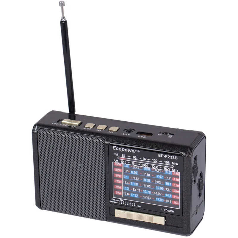 Rádio Portátil Ecopower Vintage am/fm Bluetooth USB Sd