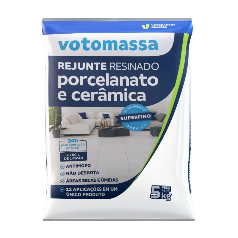 Rejunte Resinado Porcelanato 5kg Votorantim Rejunte Resinado Porcelanato Branco 5kg Votorantim
