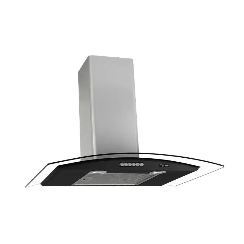 Coifa de Parede 70cm Vidro Curvo Terim Preto Com Inox 220V