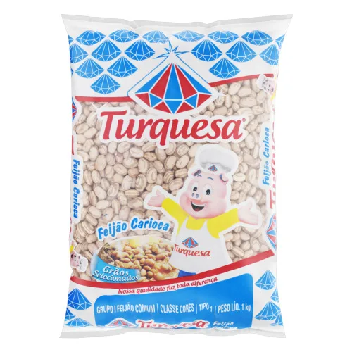 FEIJÃO CARIOCA TIPO 1 TURQUESA PACOTE 1KG - TURQUESA