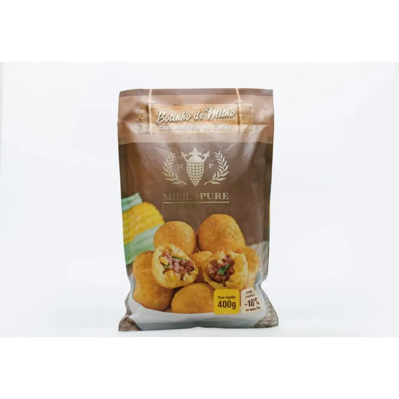 Bolinho de Milho Recheado de Carne MiliusPure Pacote 400g