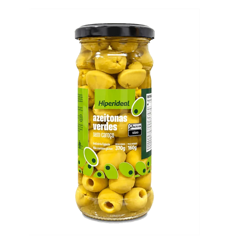Azeitona Verde Importada Hiperideal Sem Caroço 160g