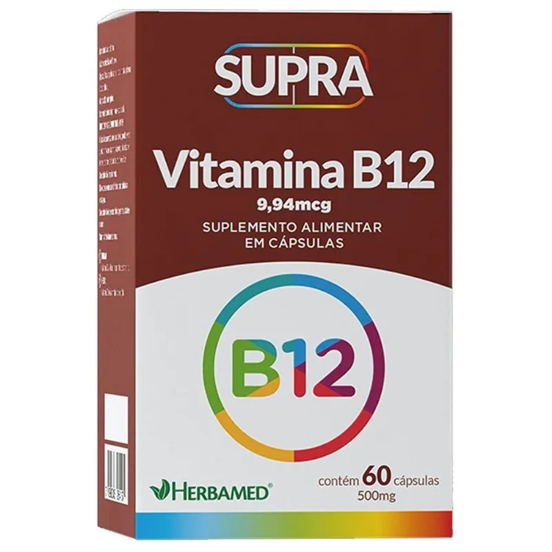 Supra Vitamina B12 500mg 60 Cápsulas Herbamed - Herbamed