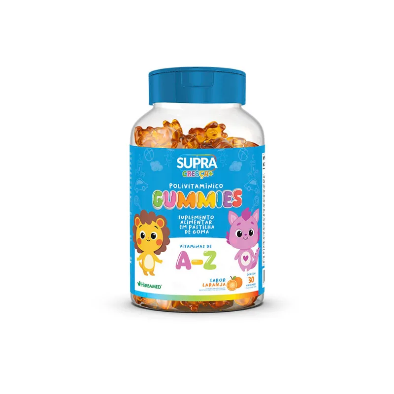 Suplemento Alimentar Polivitamínico Gummies A-Z sabor Laranja 30 Gomas