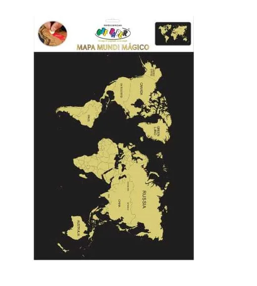 Mapa Mundi Mágico 40x60cm Com Palheta - LC - Papelaria