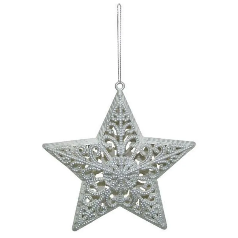 Enfeite De Natal Estrela Prata Topo De Arvore 12Cm