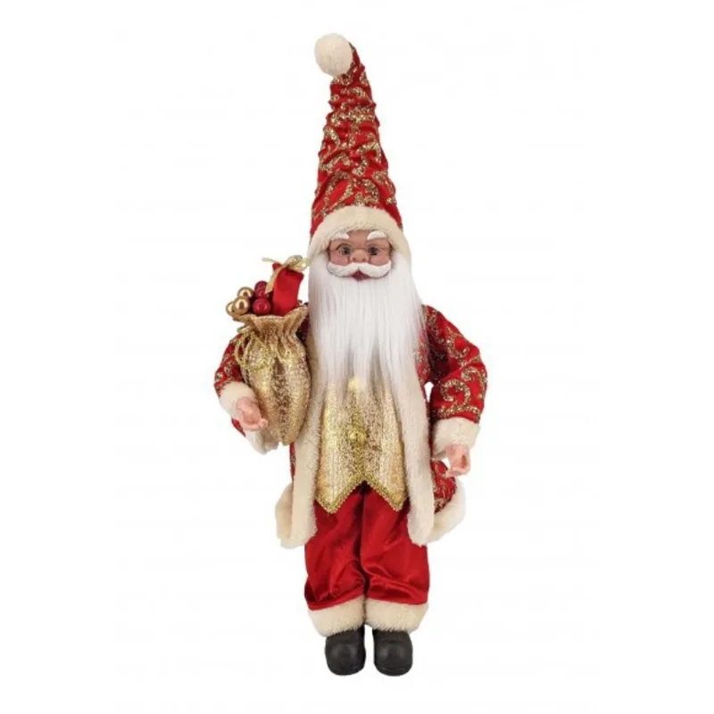 Papai Noel Grande Vermelho Gliter Dourado Decoração 50cm