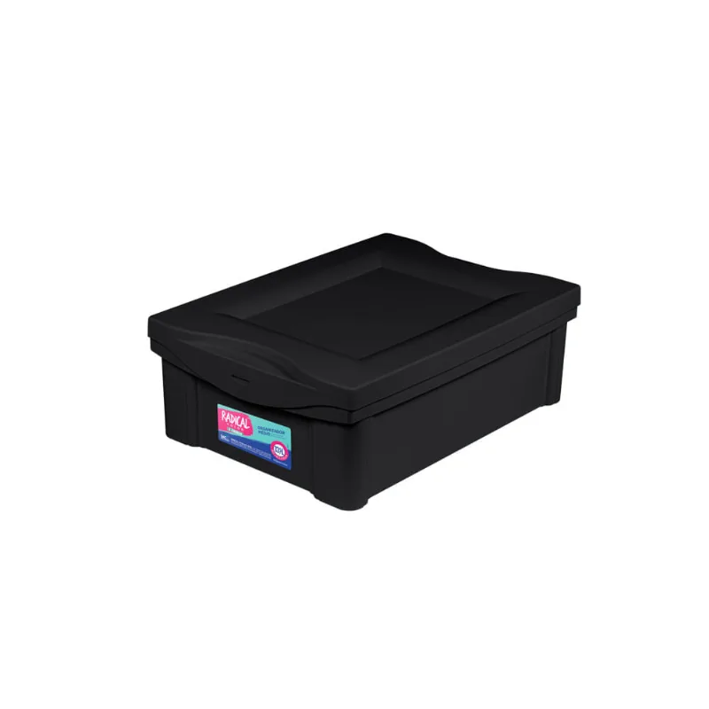 Caixa Organizadora Plástica Preta 13,5L Radical Color Ordene